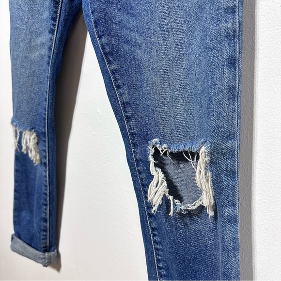Forever 21 Blue Distressed High Waisted Button Fly Boyfriend Jeans Size 24 - Picture 9 of 12